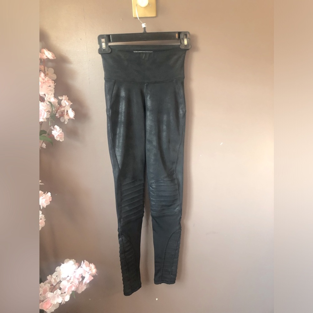 Compression Leggings by Human performance engineering design shiny suede pants